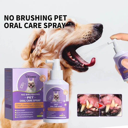 Pet Dog Cat Teeth Cleaning Spray Remove Tartar Teeth Stains - Quantal store