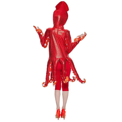 New Adult Halloween Squid Play Costume Sea Creature Party Jumpsuit Fun Costume Quantal store