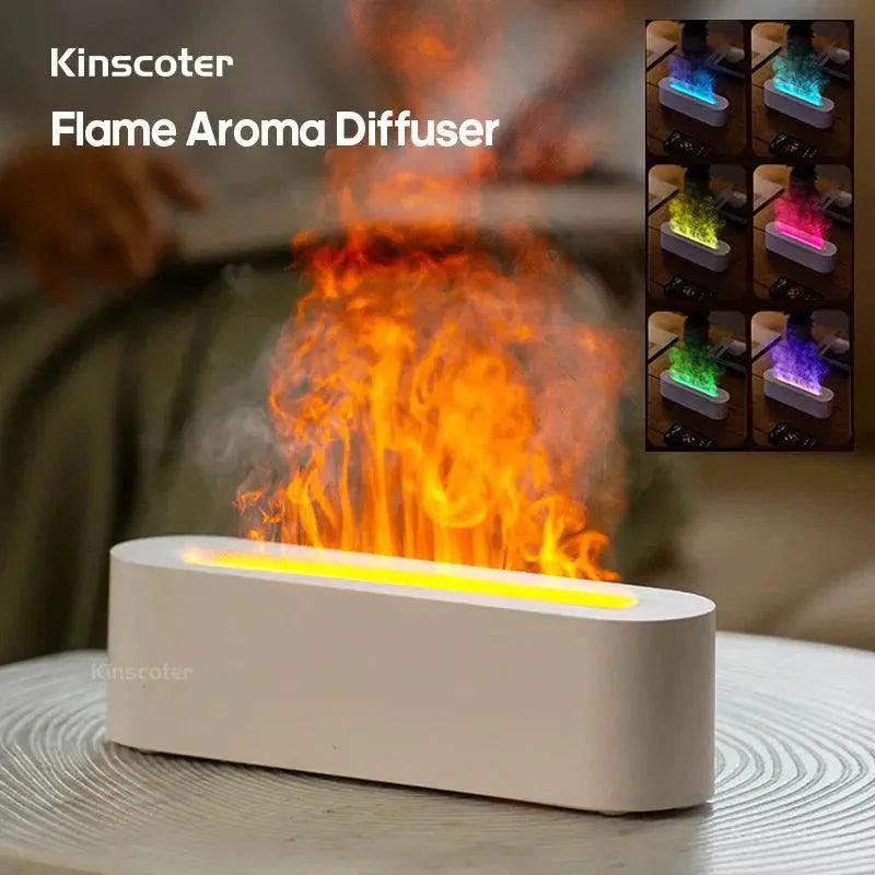 KINSCOTER Essential Oil Aroma Diffuser Flame Air Humidifier Ultrasonic Cool Mist Difusor with  RGB Realistic Fire Night Light Quantal store