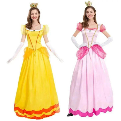 Princess Peach Costume Women Cosplay Party Halloween Masquerade Dress Up Clothing for Women Pink Fancy Dress Quantal store