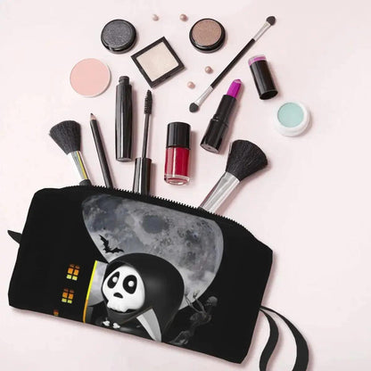 Custom Halloween Pumpkin Owl Toiletry Bag Women Makeup Cosmetic Organizer Ladies Beauty Storage Dopp Kit Case Quantal store