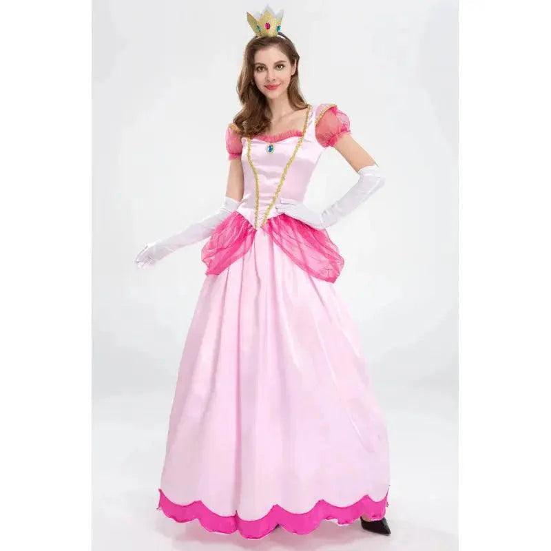 Princess Peach Costume Women Cosplay Party Halloween Masquerade Dress Up Clothing for Women Pink Fancy Dress Quantal store