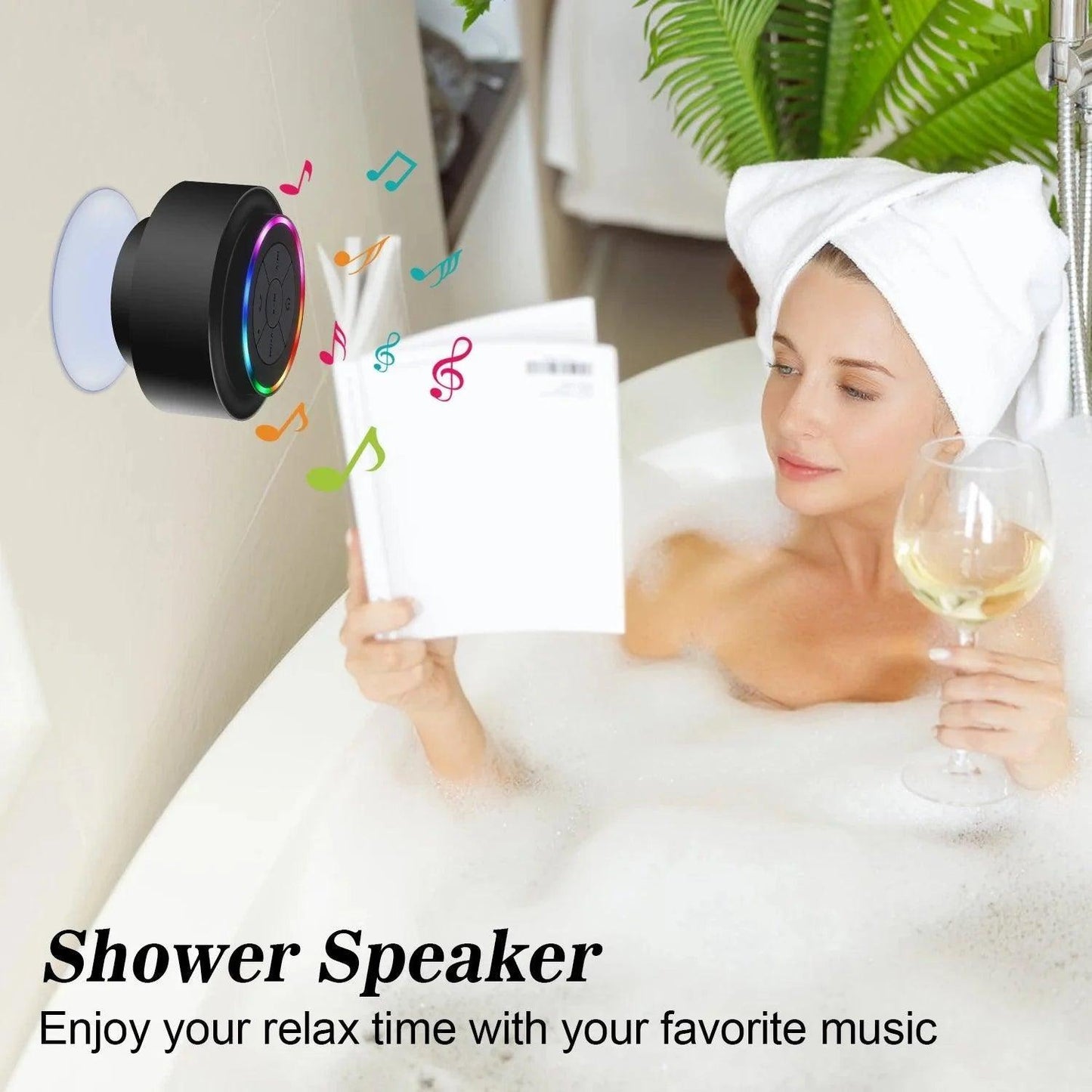 Upagrade Light  Stereo Wireless Waterproof BT Speakers Adsorption Cup Shower Speaker FM Radio For Phones Laptop