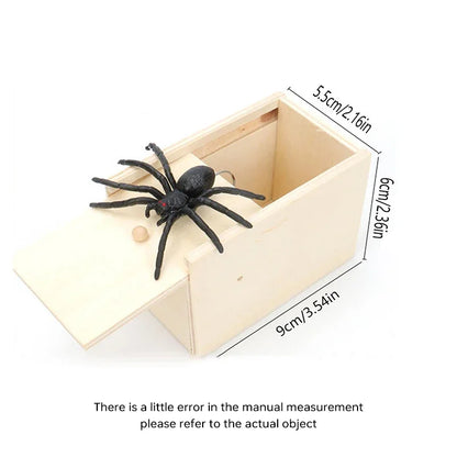 1 PC Wooden Prank Fake Spider Scary Box Halloween Surprising Boxes Scare Friend Funny Play Scary Gift Spoof Tricky Wooden Chest