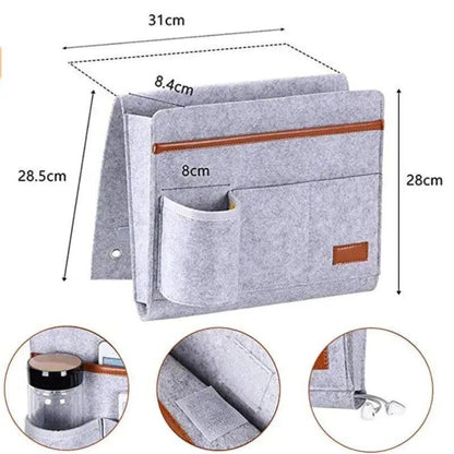 Felt Bedside Storage Bag Bedroom Dormitory Hanging Holder Sofa Books Magazines Sundires Neatening Home Office Organizer Bag Quantal store