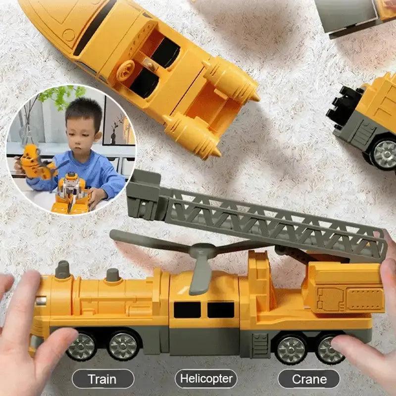 Magnetic Transform Engineering Car Assembled Toys DIY Kids Assembly Engineering Vehicle Detachable Assembly Robot Collection Toy Quantal store