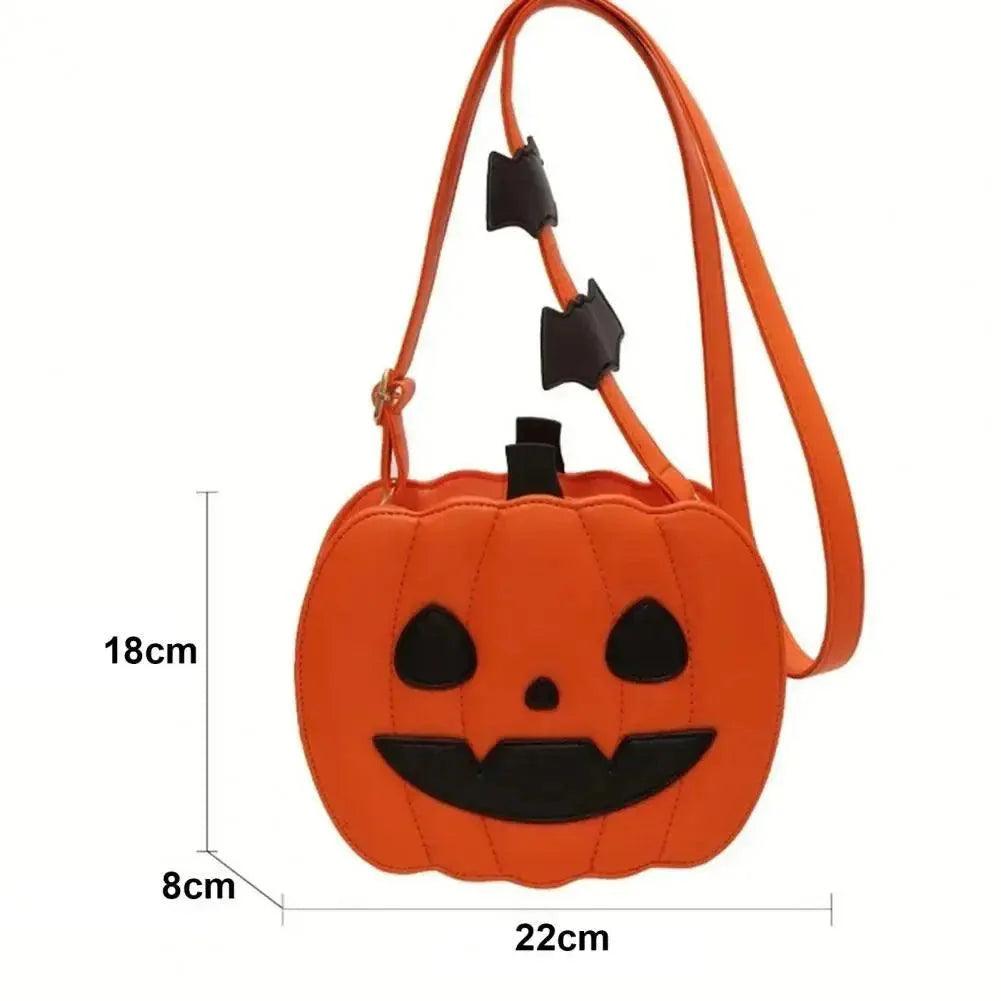 Pumpkin Design Purse Spooky Halloween Crossbody Bag with Pumpkin Shape Demon Bat Design Adjustable Strap Zipper for Travel Quantal store