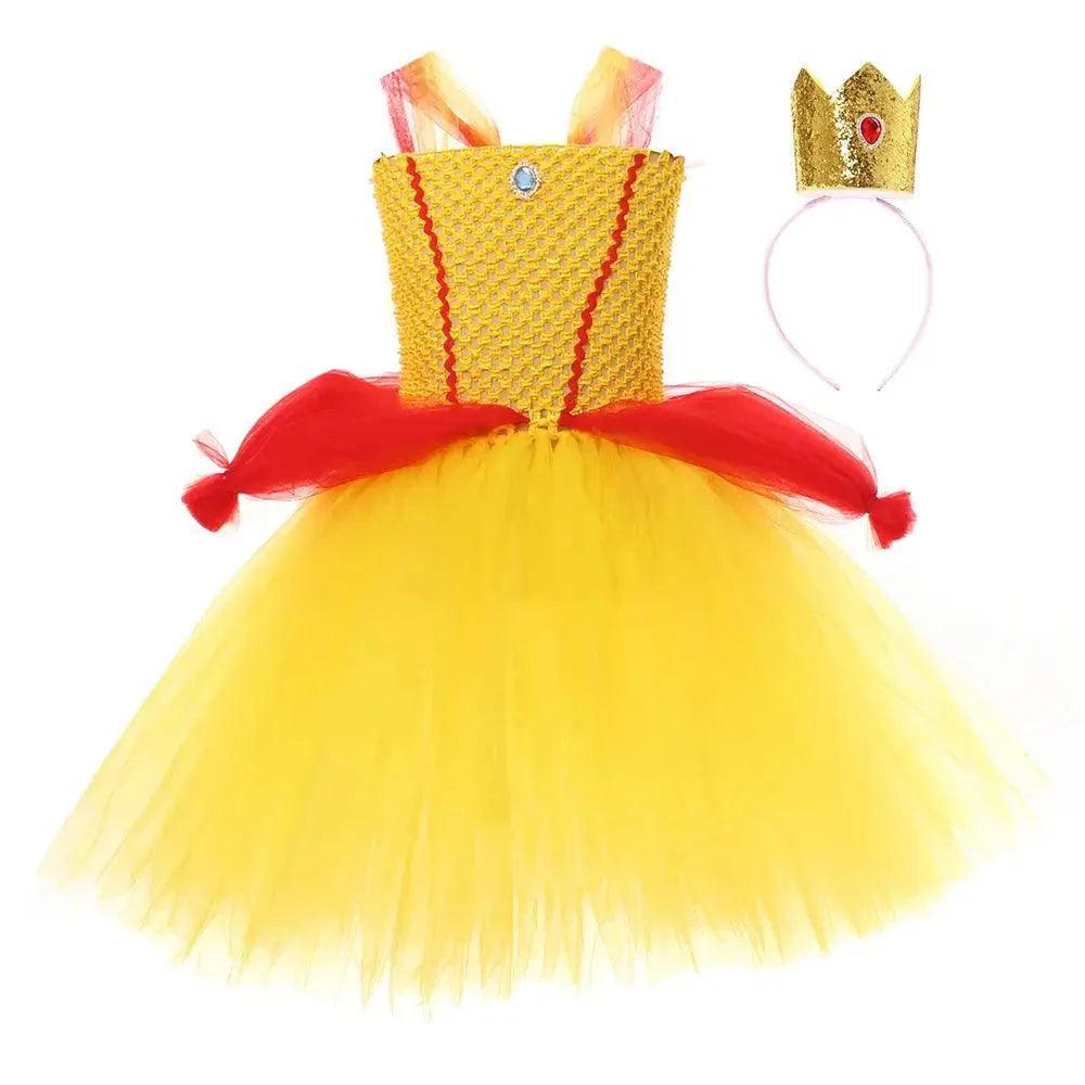 Princess Peach Costume Girls Classic Pink Dress Cosplay Halloween Party Dress Up Kids Birthday Outfit Fairy Tales Fancy Dresses Quantal store