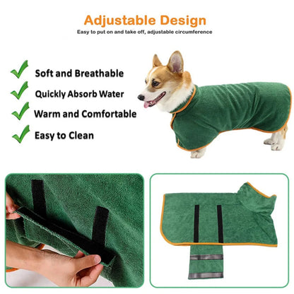 Dog Bathrobe Pet Drying Coat Clothes Soft Super Absorbent Beach Towel for Large Medium Small Dogs Cats Fast Dry Dog Bath Robe