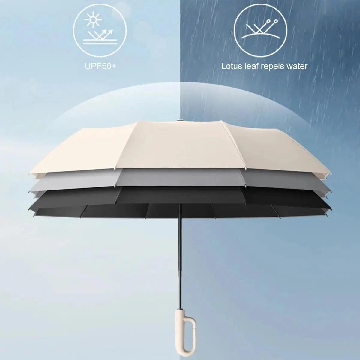 Full-automatic Ring Buckle Umbrella Sunny Rain Dual-use Sunscreen UV Folding Men And Women Sunshade Parasol Quantal store