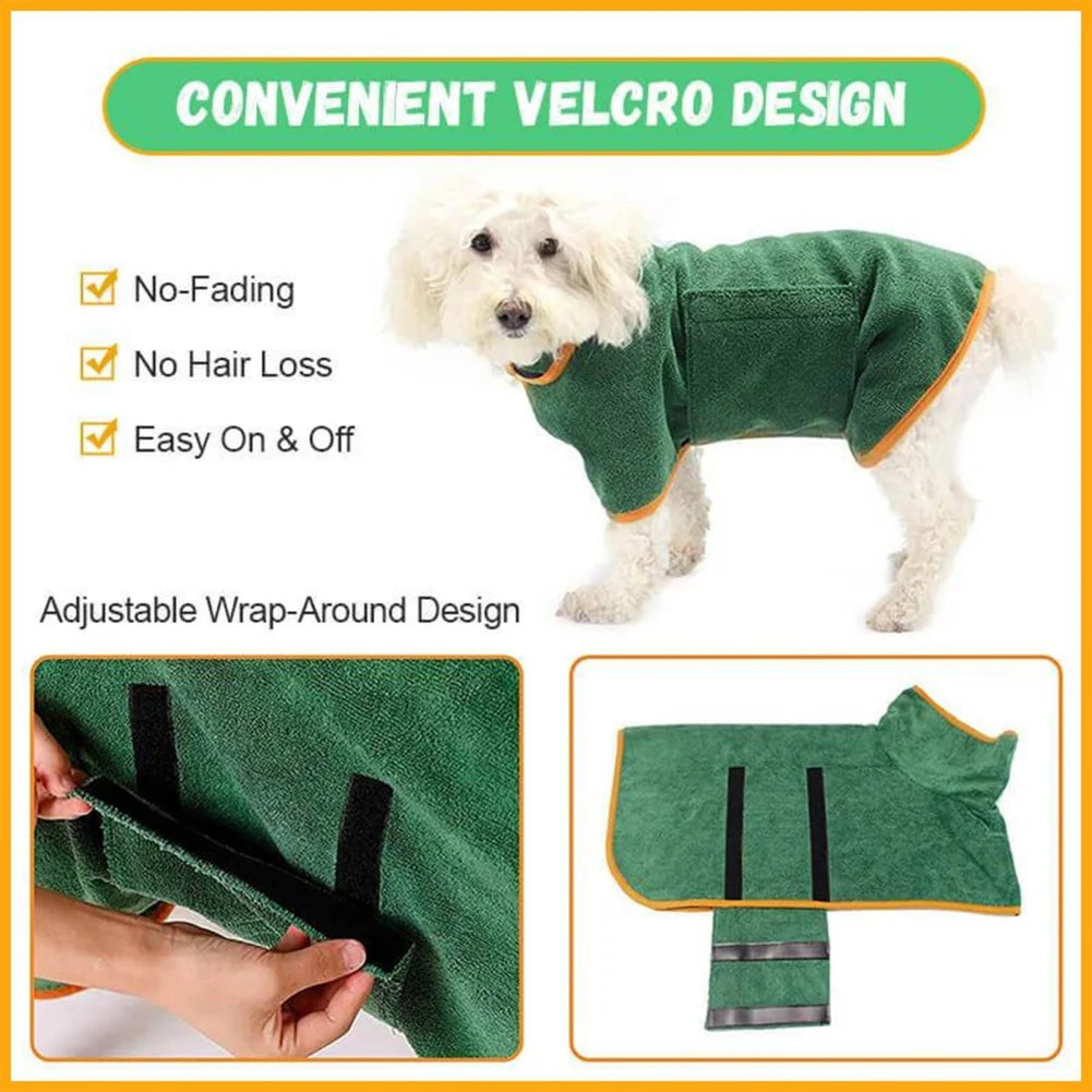 Dog Bathrobe Pet Drying Coat Clothes Soft Super Absorbent Beach Towel for Large Medium Small Dogs Cats Fast Dry Dog Bath Robe