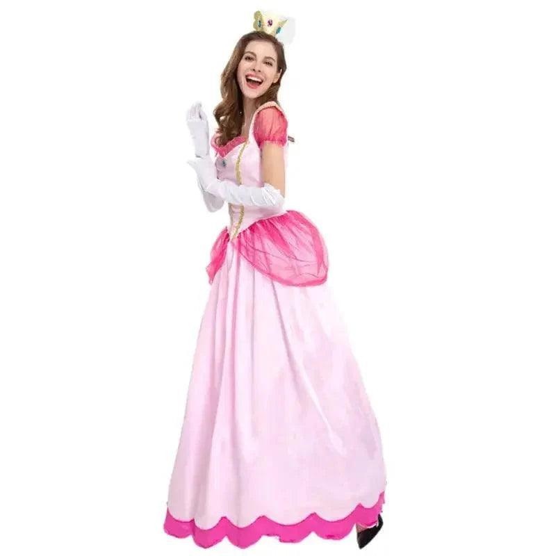 Princess Peach Costume Women Cosplay Party Halloween Masquerade Dress Up Clothing for Women Pink Fancy Dress Quantal store