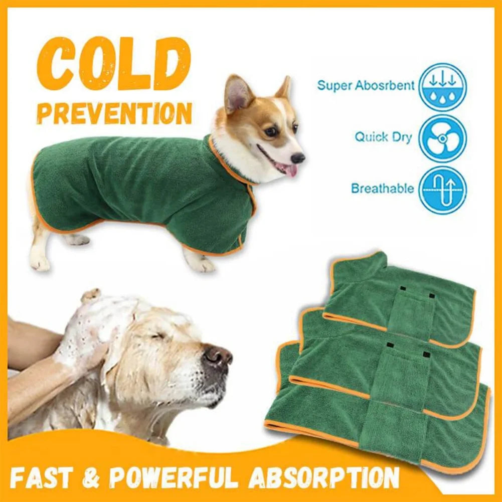 Dog Bathrobe Pet Drying Coat Clothes Soft Super Absorbent Beach Towel for Large Medium Small Dogs Cats Fast Dry Dog Bath Robe