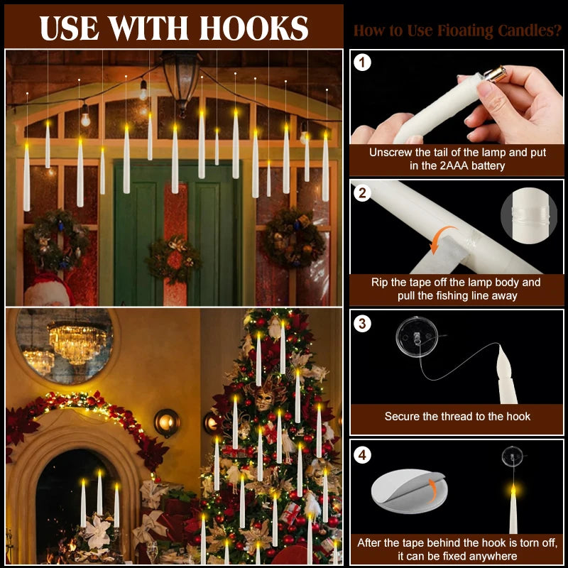 Floating Candles with Magical Candlestick (12-60PCS)