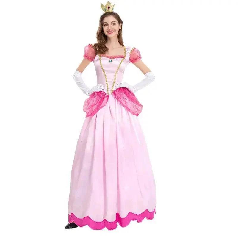 Princess Peach Costume Women Cosplay Party Halloween Masquerade Dress Up Clothing for Women Pink Fancy Dress Quantal store