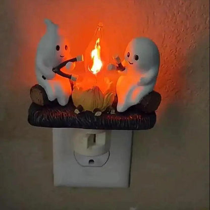 Ghost Campfire Nightlight Ghosts Campfire Flicker Ghost Campfire Flickering Plug in Night Light Halloween Ghost Pumpkin Night Quantal store