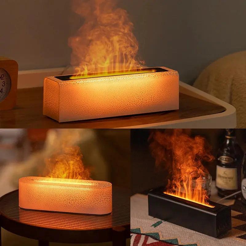 KINSCOTER Essential Oil Aroma Diffuser Flame Air Humidifier Ultrasonic Cool Mist Difusor with  RGB Realistic Fire Night Light Quantal store