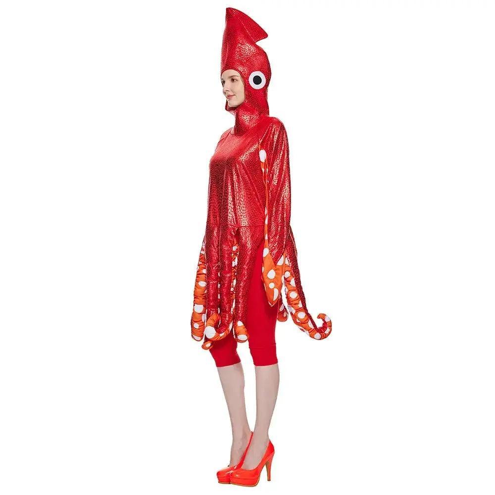 New Adult Halloween Squid Play Costume Sea Creature Party Jumpsuit Fun Costume Quantal store