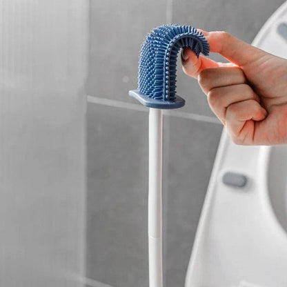 Silicone TPR Toilet Brush and Holder Toilet Bowl Brush with Holder Set Wall Hanging Toilet Brush Silicone Bristles for Floor