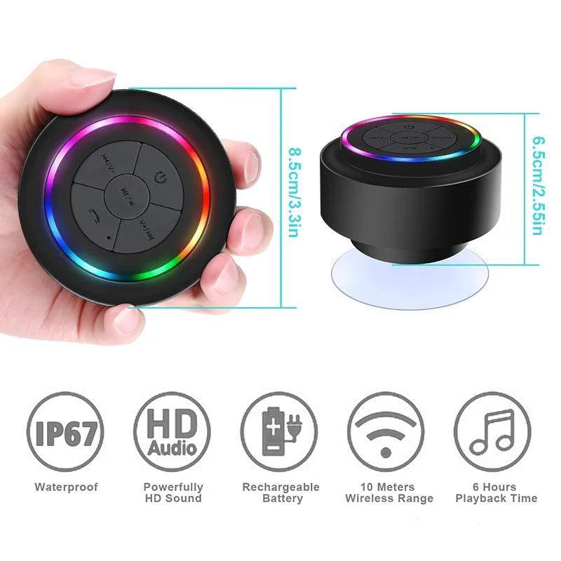 Upagrade Light  Stereo Wireless Waterproof BT Speakers Adsorption Cup Shower Speaker FM Radio For Phones Laptop